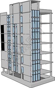 白色背景上的未完工建筑插图矢量项目框架财产建筑学住宅房子解决方案工作工业城市图片