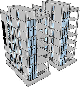 白色背景上的未完工建筑插图矢量住宅建筑学解决方案水泥框架房子项目起重机商业工程图片