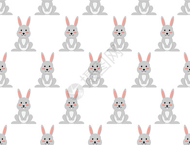 白色背景下可爱卡通兔的无缝图案-矢量图解图片