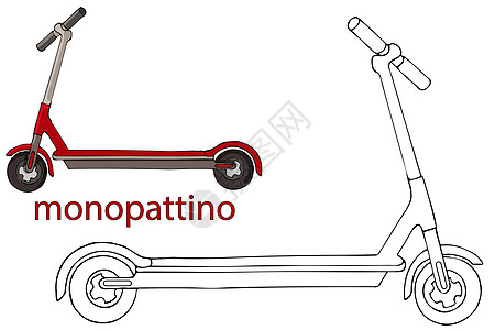 用手拍摩托车的矢量图像 只有线条和颜色图片