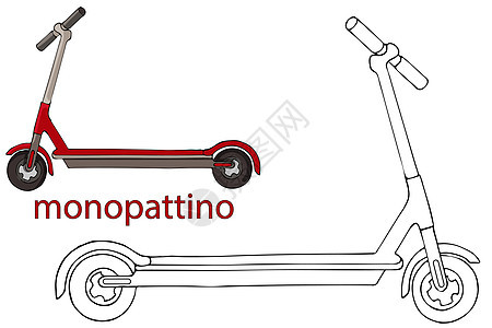 用手拍摩托车的矢量图像 只有线条和颜色图片
