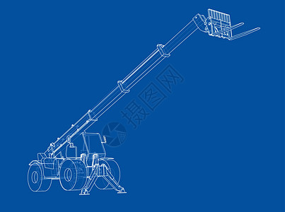 叉车概念  3 的矢量渲染工业船运草图装载机工厂搬运工插图商业送货建造图片