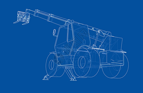 叉车概念  3 的矢量渲染载体贮存工业货运绘画运输商品搬运工草图卡车图片