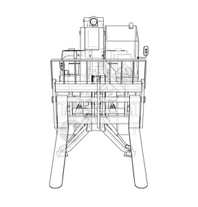 叉车概念  3 的矢量渲染船运装载机商品卡车送货搬运工建造草图仓库工业图片