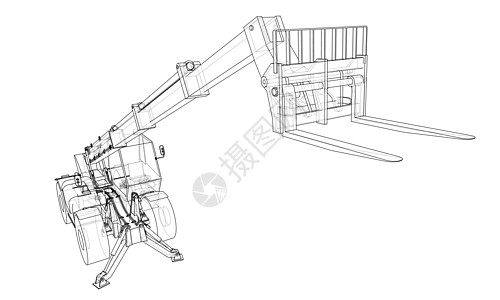 叉车概念  3 的矢量渲染船运插图仓库机器商业贮存载体货运送货后勤图片
