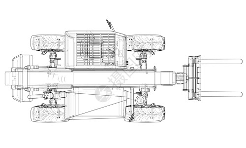 叉车概念  3 的矢量渲染货运运输商业工厂装载机绘画贮存草图后勤商品图片