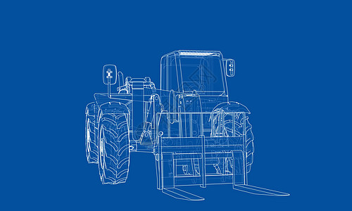 叉车概念  3 的矢量渲染草稿后勤运输草图装载机商品商业搬运工工业送货图片
