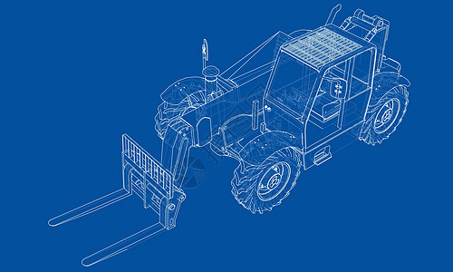 叉车概念  3 的矢量渲染插图商品运输载体搬运工草稿货物仓库工厂工业图片