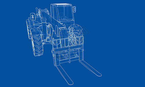 渲染图叉车概念  3 的矢量渲染搬运工插图机器商业工业后勤草稿送货商品绘画设计图片