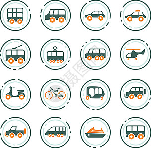 公共交通图标 se旅行血管技术运输摩托车卡车直升机插图铁路货运图片