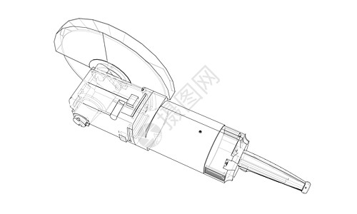 轮廓电动角磨机 韦克托工人工具插图磨料墨水危险速度草图手臂机器图片
