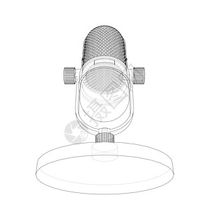 概述老式麦克风 vecto流行音乐记录卡拉ok广播工作室墨水草图空气播客音乐会图片