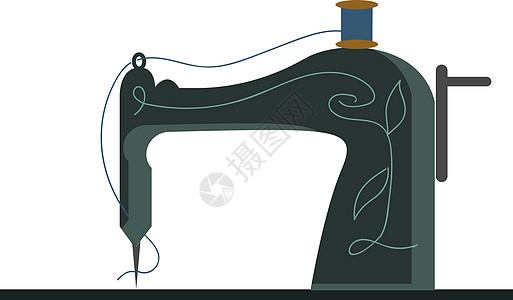 缝纫机织布新缝纫机矢量或彩色插图设计图片