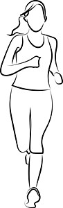 在白色背景上运行卡通片竞赛插图活动速度跑步健身房女士运动员身体图片