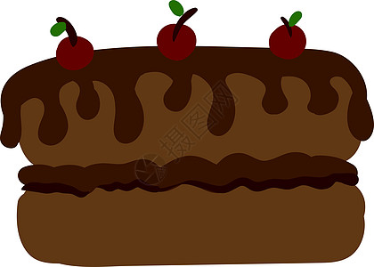 白色背景上的巧克力大蛋糕插画矢量图片
