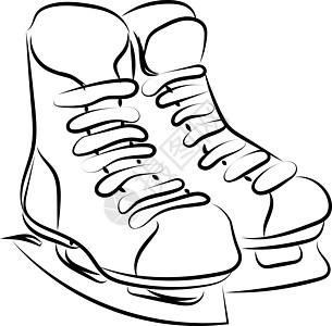 白色背景上的冰球冰鞋绘图插图矢量图片
