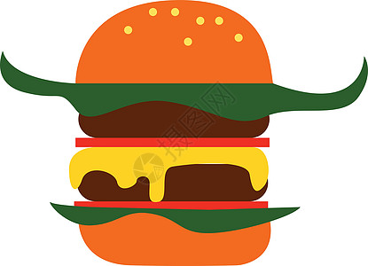 白色背腹号上的简单漫画大汉堡包矢量插图图片