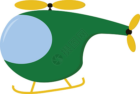 绿色和黄色玩具直升机矢量或彩色图示图片