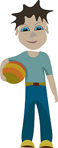 带球矢量或颜色插图的年轻男孩图片