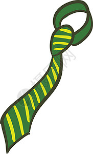 条纹绿色和黄色领带矢量或彩色插图图片