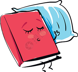 沉睡在枕头矢量或颜色上的红色书本的Emoji图片