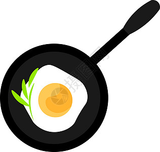 白底带煎蛋插图矢量的黑锅图片