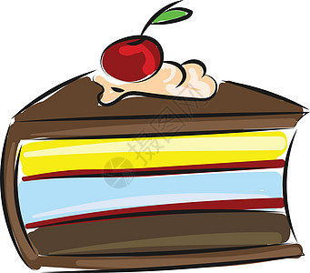 樱桃蛋糕矢量图像或彩色插图海绵风格蛋糕美食食谱美味配料馅饼果味糕点图片