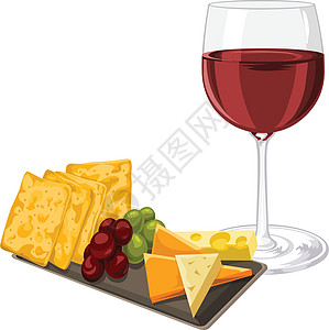 红葡萄酒配奶酪 饼干和葡萄图片