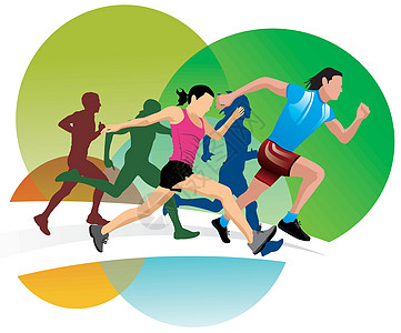 运行图例跑步绘画活力闲暇男性运动员女性短跑身体艺术品图片