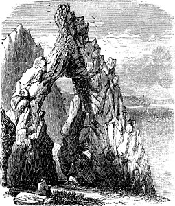 意大利卡普里海 蒂罗亨尼亚海 自然岩石拱门蓝色打印悬崖雕刻艺术品绘画古董地标历史旅行图片