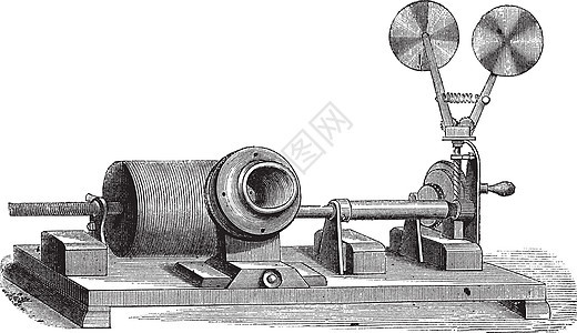 发条留声机蚀刻艺术品插图金属玩家雕刻技术乡愁圆柱历史图片