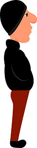 白色背景上有黑色的男人戏服艺术衣服男性绘画庆典收藏帽子插图配饰图片