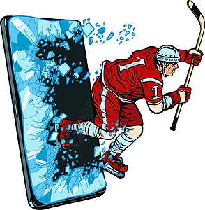 曲棍球运动员 电话小工具智能手机 在线互联网申请服务程序男性屏幕滑冰乐趣游戏竞赛冰球成人运动装竞技场图片