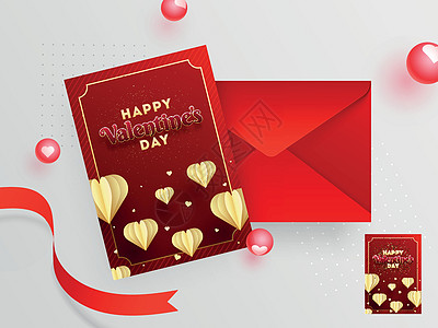 红贺卡设计及Valrntine日名人节信封图片