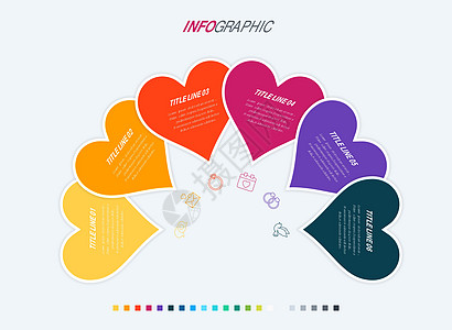 时间线图表设计矢量  6工作流布局 矢量图时间线模板 温暖的调色板图片