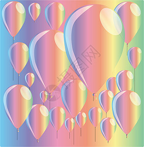 彩虹气球逃避婚礼重力艺术品气体漂流纪念日插图周年绘画图片