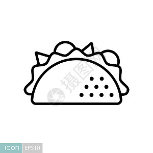 炸玉米饼矢量图标 快餐标志插图烹饪菜单小吃辣椒蔬菜胡椒午餐美食食物图片