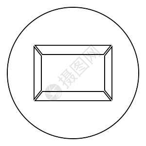 圆形轮廓黑色矢量插图平面样式图像中的图片框方形图标图片