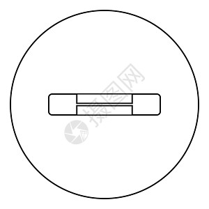 电熔断器电路符号过载保护易熔元件图标圆圈圆形轮廓黑色矢量插图平面样式图像图片