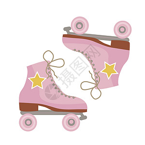 复古溜冰鞋图标时髦风格 现代复古 它制作图案矢量打印滚筒运动速度插图冰鞋涂鸦车轮孩子们滑冰图片
