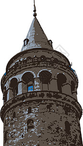 加拉塔塔伊斯坦布的旅游标志住宅蓝色文化历史房子天空城市喇叭火鸡加拉塔图片