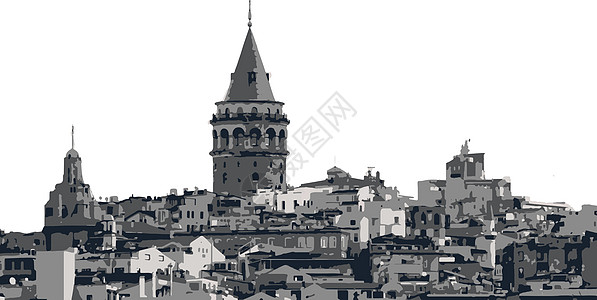 加拉塔塔伊斯坦布的旅游标志脚凳文化石头建筑住宅火鸡房子游客历史性地标图片