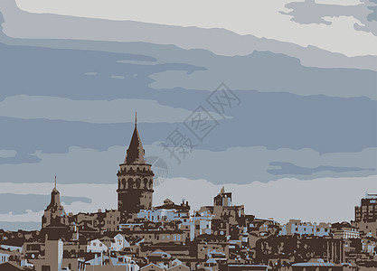 加拉塔塔伊斯坦布的旅游标志房子建筑学天空城市街道建筑地标文化喇叭石头图片