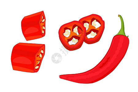 碎辣椒片孤立在白色背景上的红辣椒设计图片