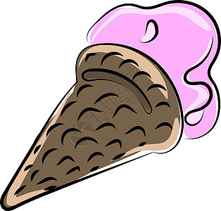 白色背景上的草莓冰淇淋插画矢量水果奶油食物奶制品甜点酸奶粉色冰淇淋奶油状锥体图片