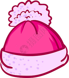 白色背景上的粉红色冬季帽子插画矢量衣服织物插图假期羊毛针织孩子配饰粉色季节图片
