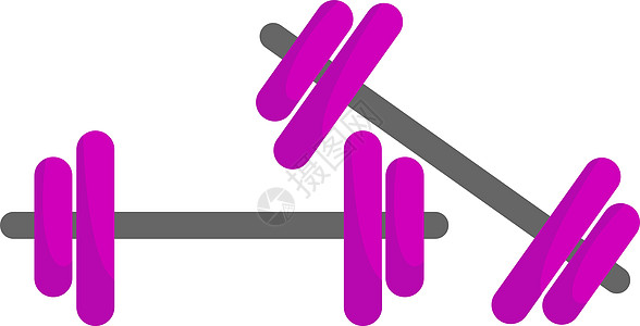 健身房插画白色背景上的紫色哑铃插画矢量设计图片