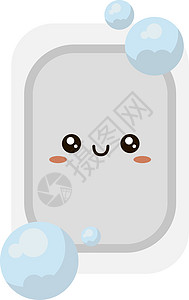 白色背景上的快乐吉祥物喜悦蓝色卡通片泡沫气泡卫生插图淋浴图片