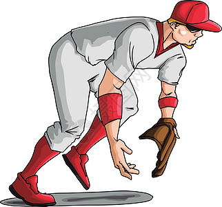 白色背景上的棒球运动员插画矢量冠军训练垒球联盟娱乐标识团队运动跑步徽章图片