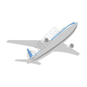在白色背景上飞行的客机技术货物喷射插图飞机旅行旅游运输卡通片天空图片
